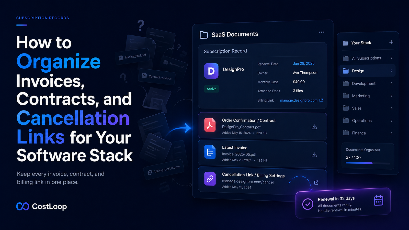 How to organize invoices, contracts, and cancellation links for your software stack