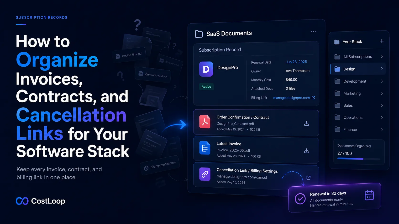 How to organize invoices, contracts, and cancellation links for your software stack