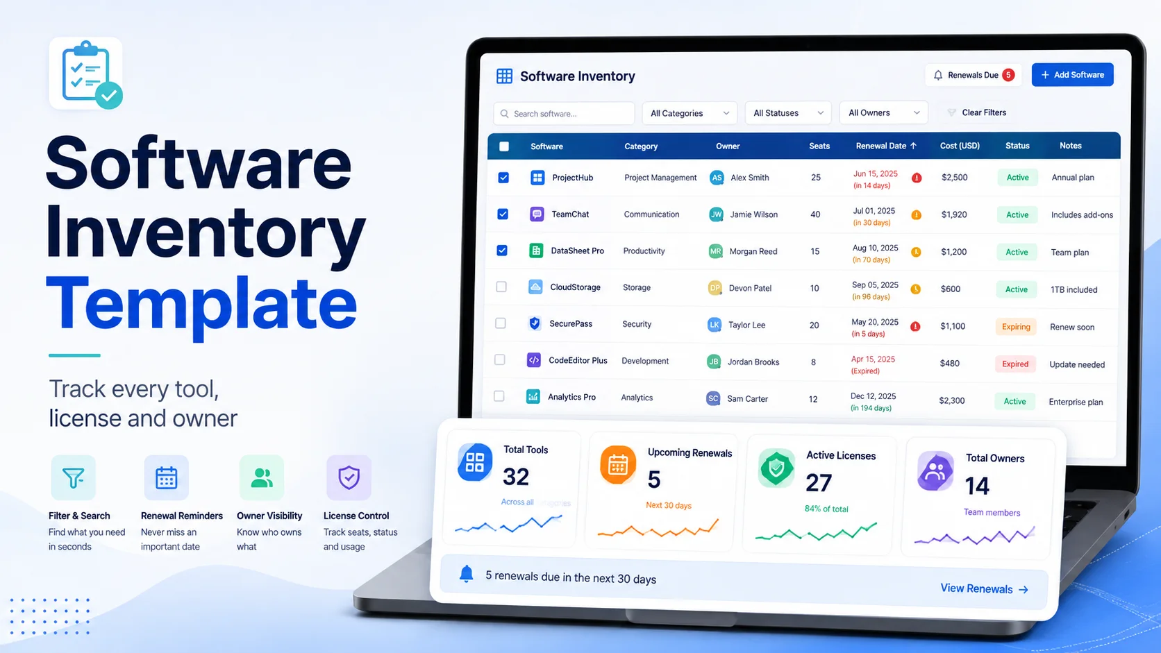 Software Inventory Template: Track Every Tool, License and Owner